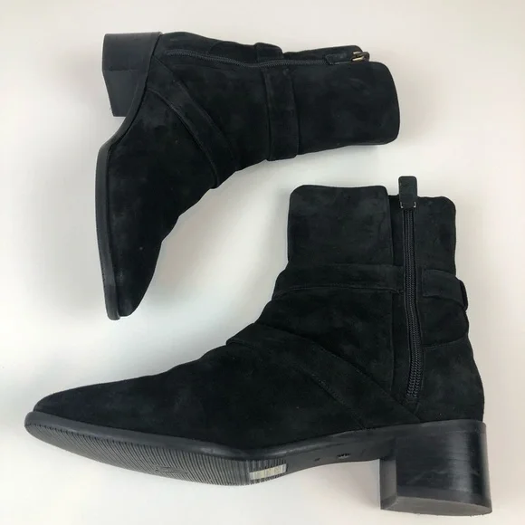 Stuart Weitzman Britain Buckle Suede Boot 9.5 blk - Picture 8 of 16